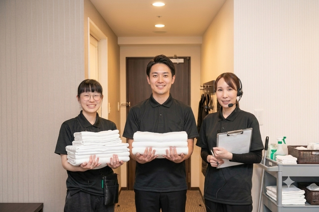 客室清掃チームのメンバー