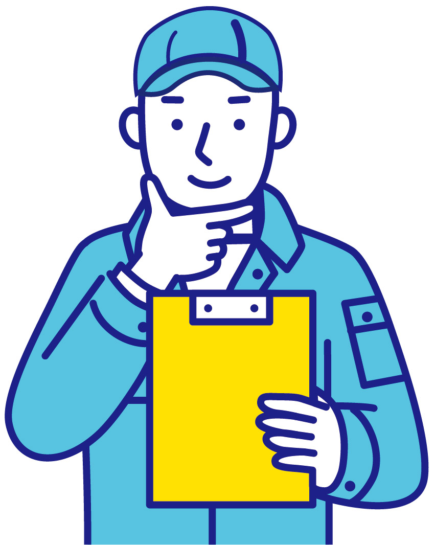 清掃現場をチェックするイラスト
