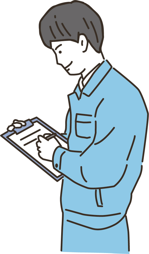 点検をする男性のイラスト