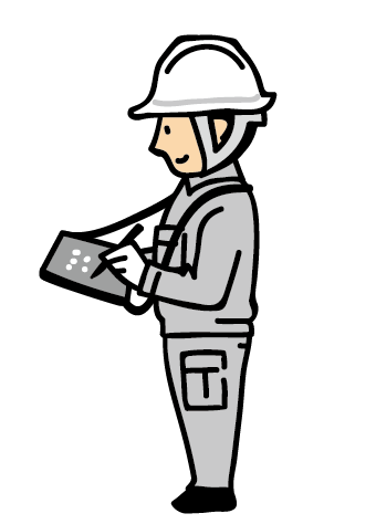 タブレットで点検を行うスタッフ